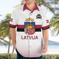 Custom Latvia Ice Hockey Champions Hawaiian Shirt Come on Latvija White style