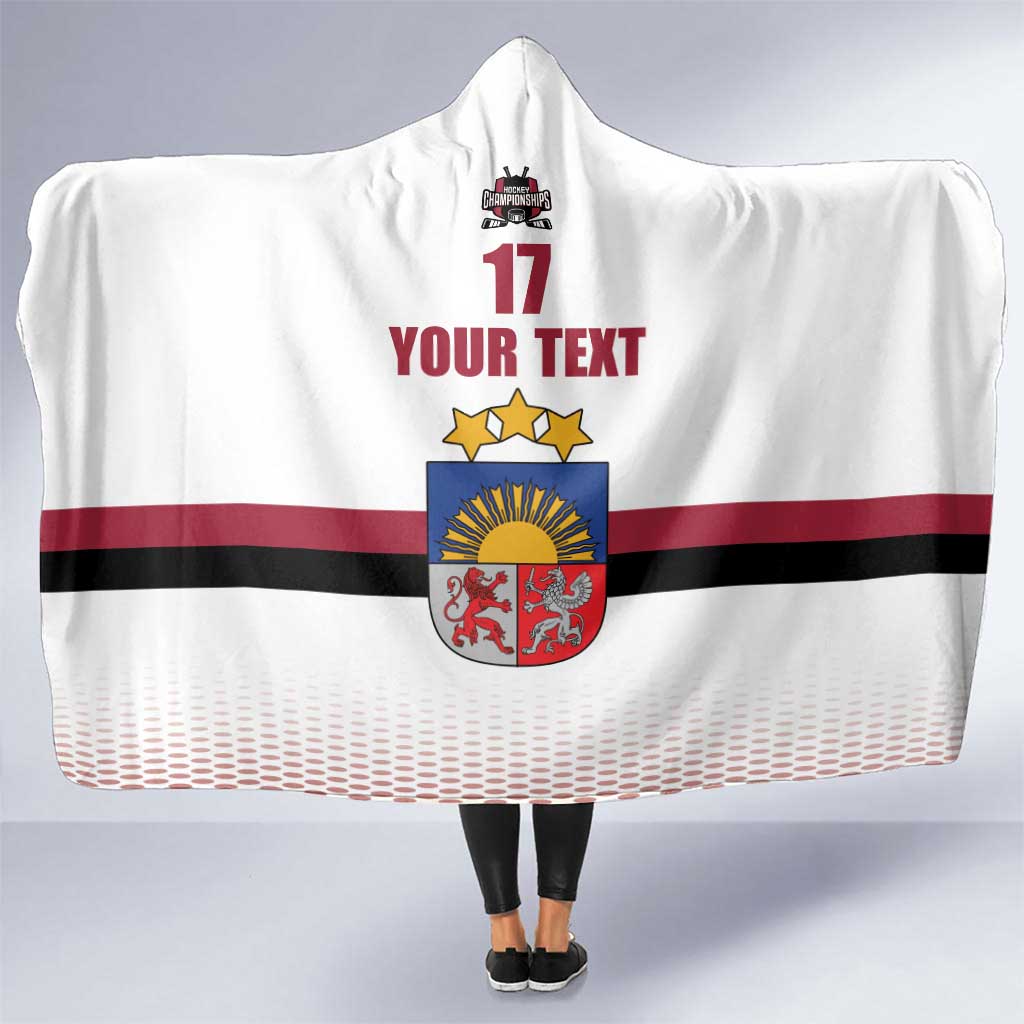 Custom Latvia Ice Hockey Champions Hooded Blanket Come on Latvija White style
