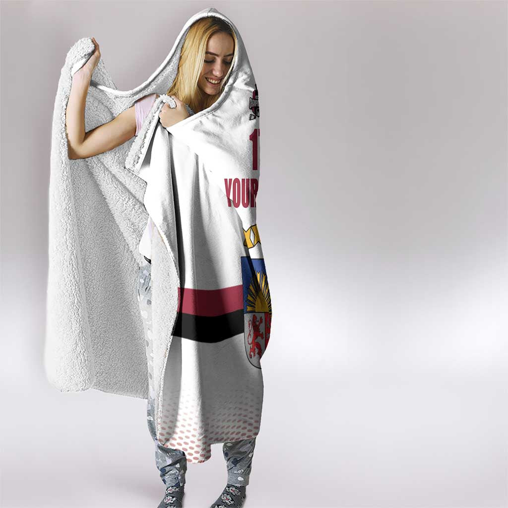 Custom Latvia Ice Hockey Champions Hooded Blanket Come on Latvija White style