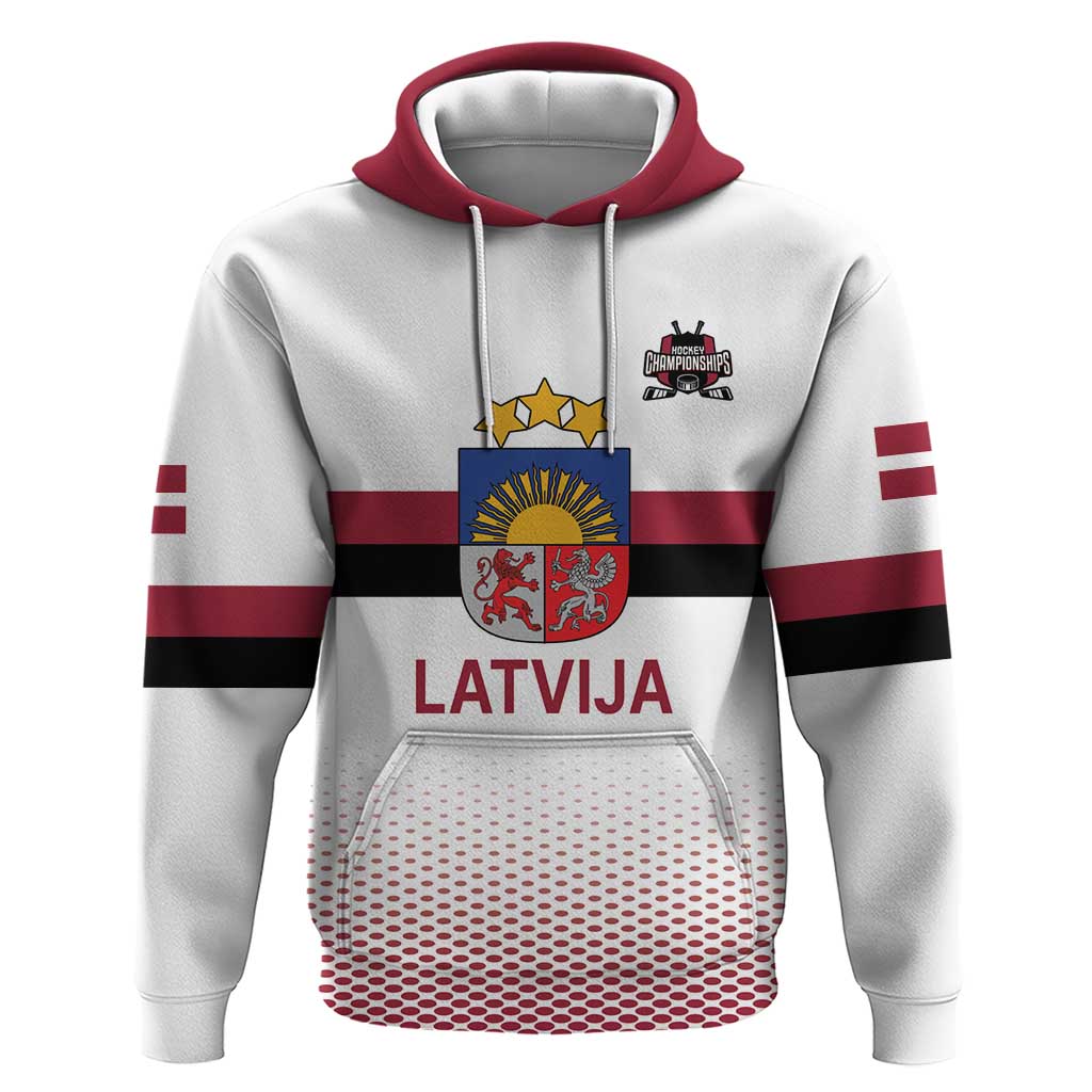Custom Latvia Ice Hockey Champions Hoodie Come on Latvija White style
