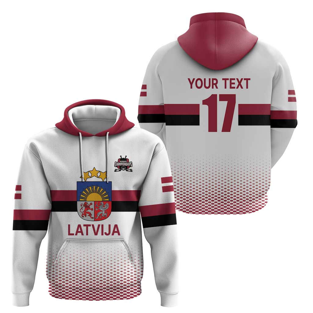 Custom Latvia Ice Hockey Champions Hoodie Come on Latvija White style