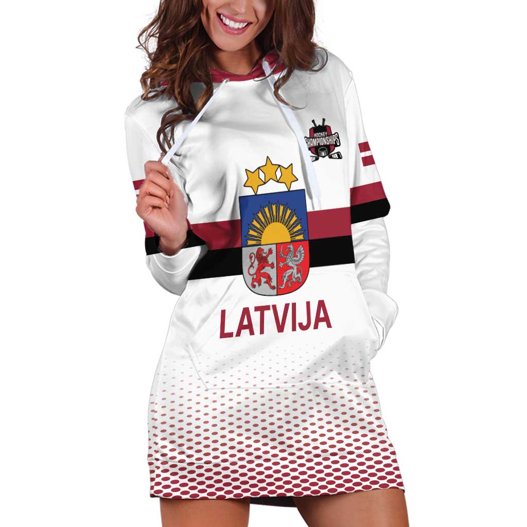Custom Latvia Ice Hockey Champions Hoodie Dress Come on Latvija White style