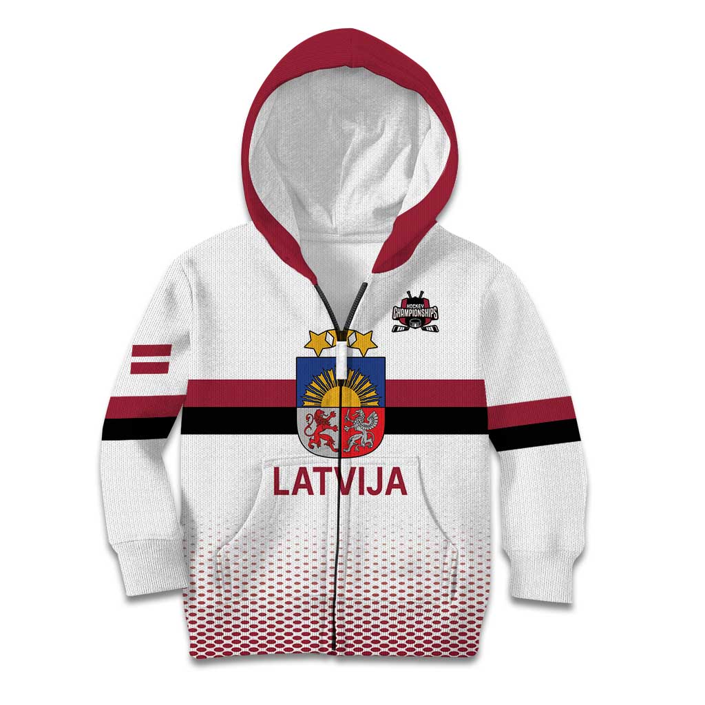 Custom Latvia Ice Hockey Champions Kid Hoodie Come on Latvija White style