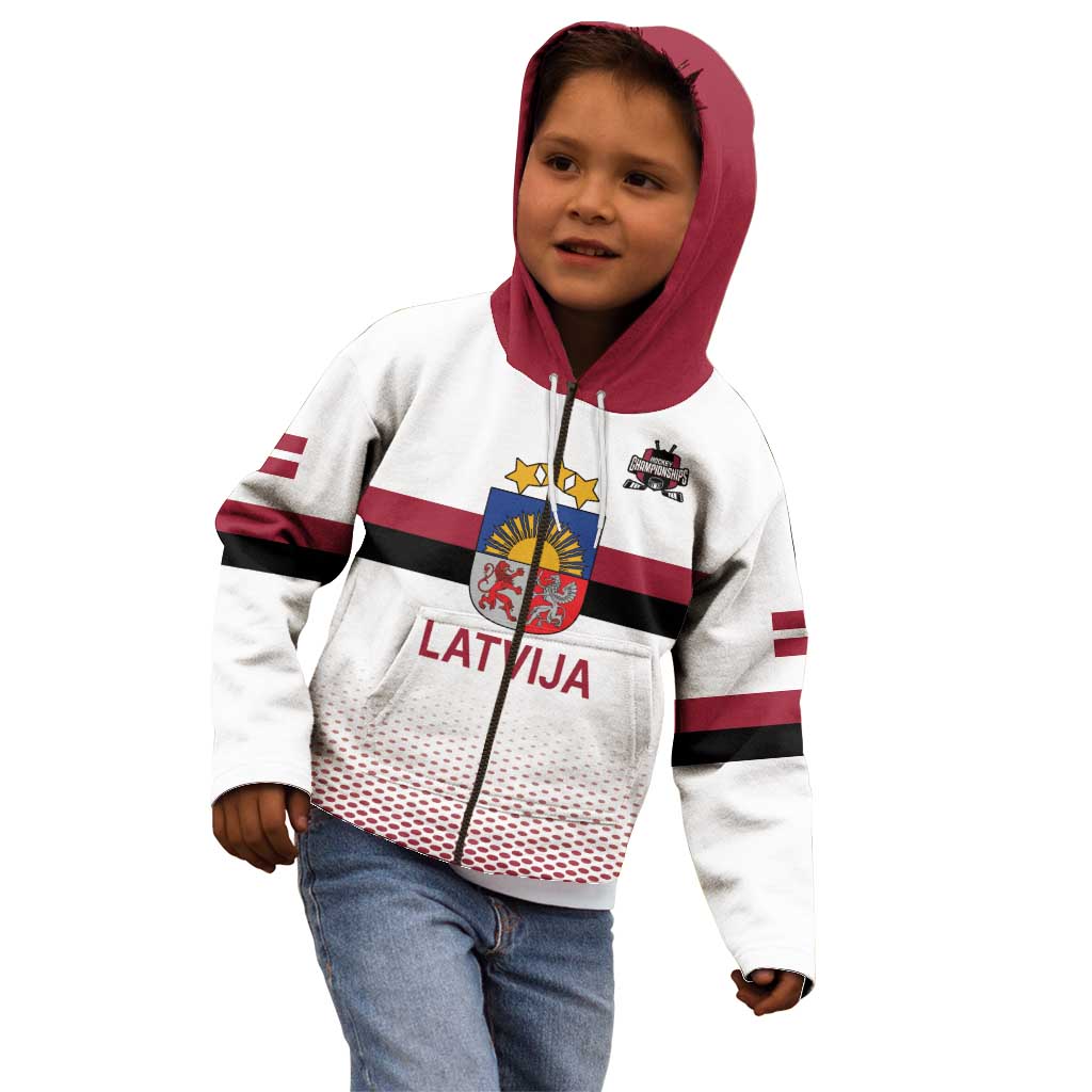 Custom Latvia Ice Hockey Champions Kid Hoodie Come on Latvija White style