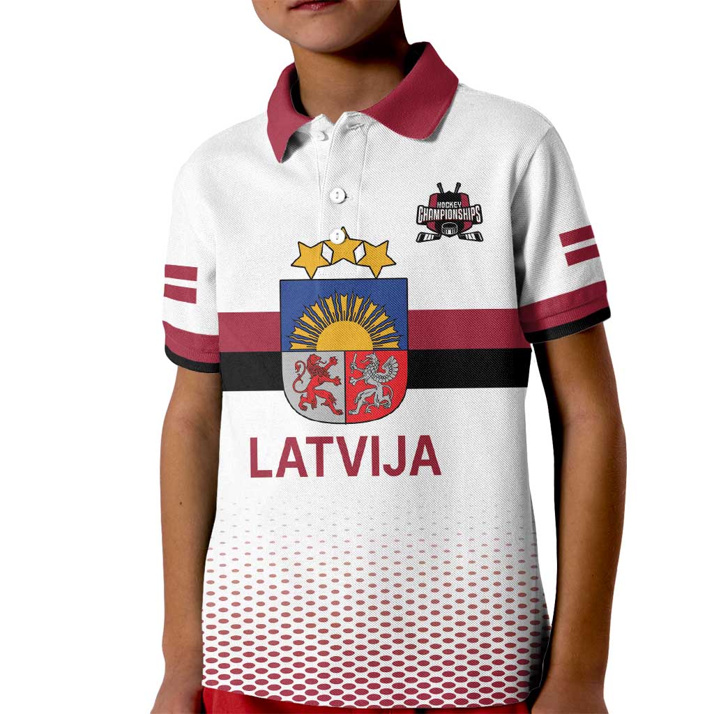 Custom Latvia Ice Hockey Champions Kid Polo Shirt Come on Latvija White style