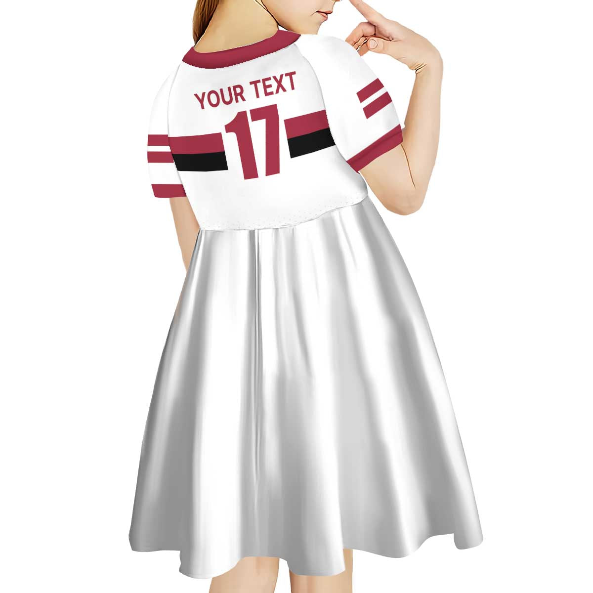 Custom Latvia Ice Hockey Champions Kid Short Sleeve Dress Come on Latvija White style