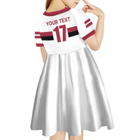 Custom Latvia Ice Hockey Champions Kid Short Sleeve Dress Come on Latvija White style
