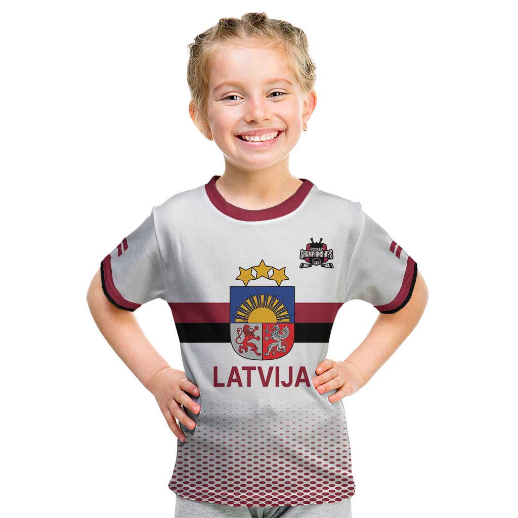 Custom Latvia Ice Hockey Champions Kid T Shirt Come on Latvija White style