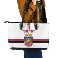 Custom Latvia Ice Hockey Champions Leather Tote Bag Come on Latvija White style