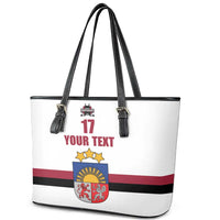 Custom Latvia Ice Hockey Champions Leather Tote Bag Come on Latvija White style