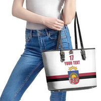 Custom Latvia Ice Hockey Champions Leather Tote Bag Come on Latvija White style
