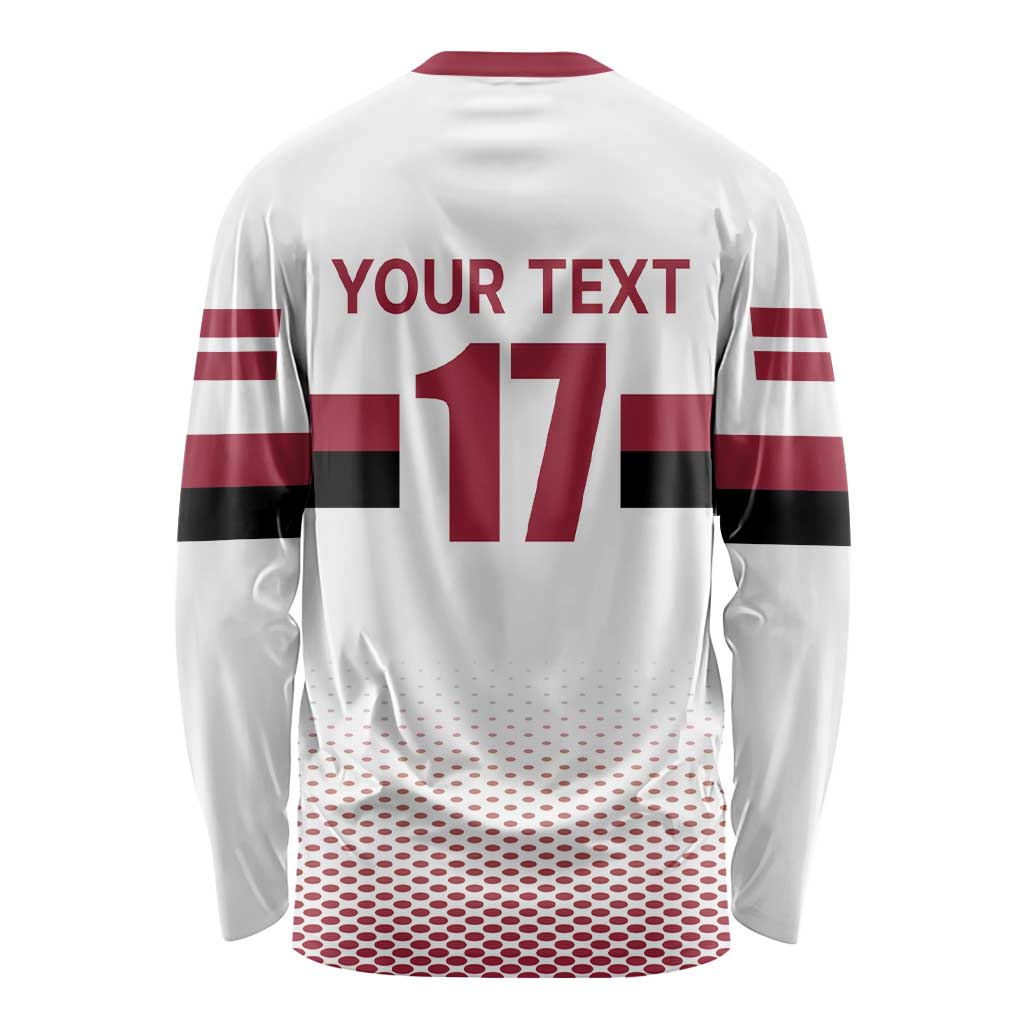 Custom Latvia Ice Hockey Champions Long Sleeve Shirt Come on Latvija White style