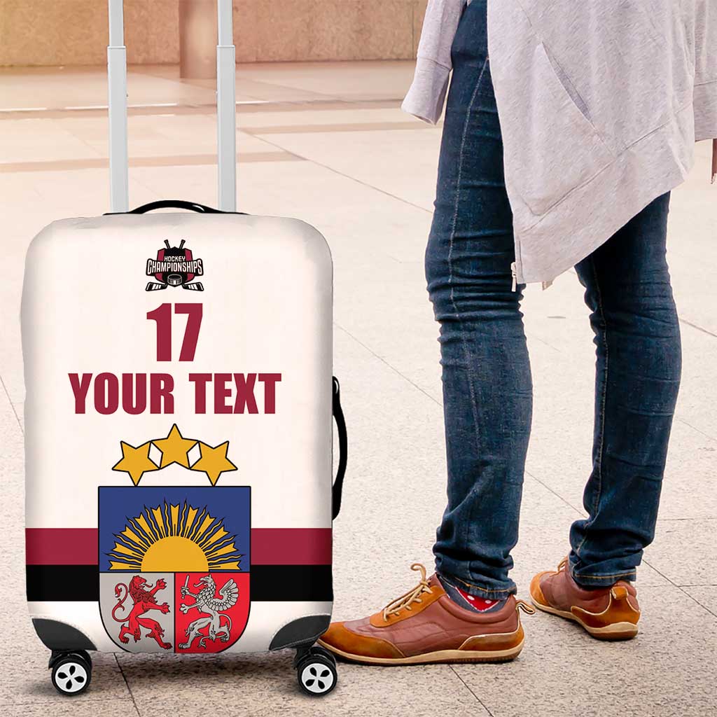 Custom Latvia Ice Hockey Champions Luggage Cover Come on Latvija White style