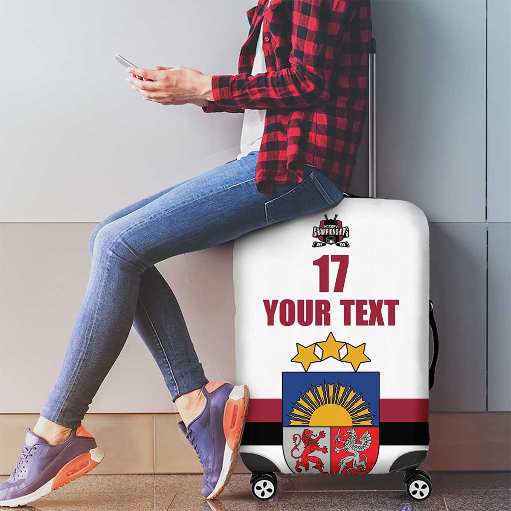 Custom Latvia Ice Hockey Champions Luggage Cover Come on Latvija White style