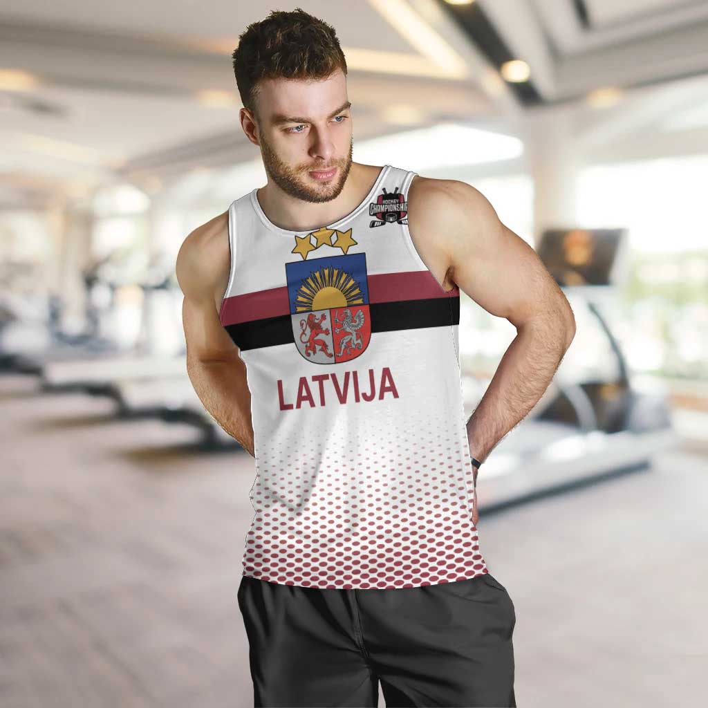 Custom Latvia Ice Hockey Champions Men Tank Top Come on Latvija White style