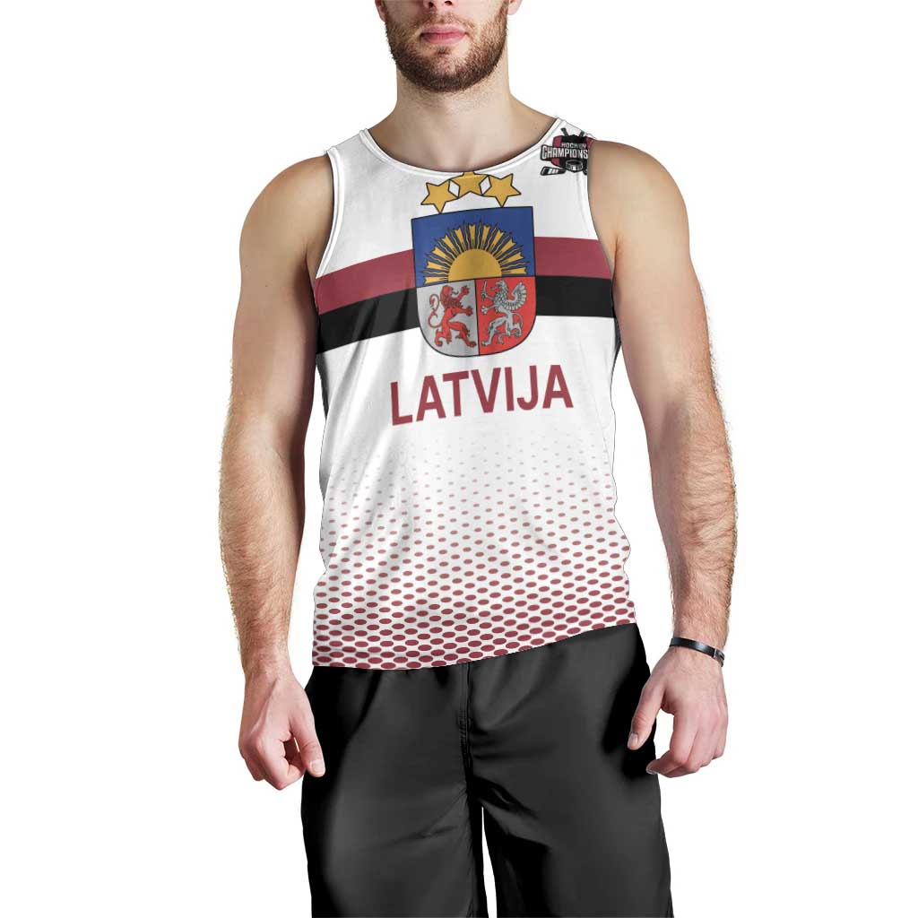 Custom Latvia Ice Hockey Champions Men Tank Top Come on Latvija White style