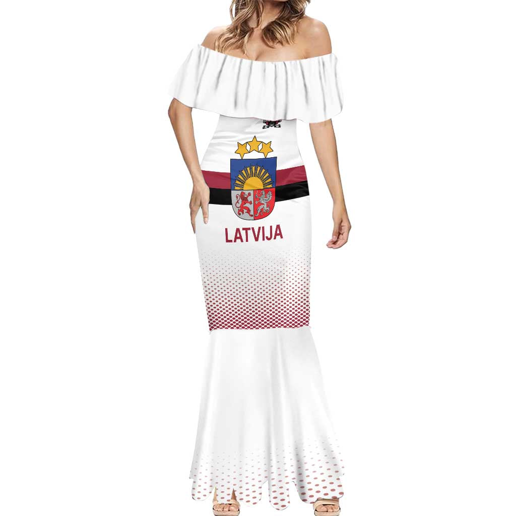 Custom Latvia Ice Hockey Champions Mermaid Dress Come on Latvija White style