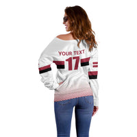 Custom Latvia Ice Hockey Champions Off Shoulder Sweater Come on Latvija White style