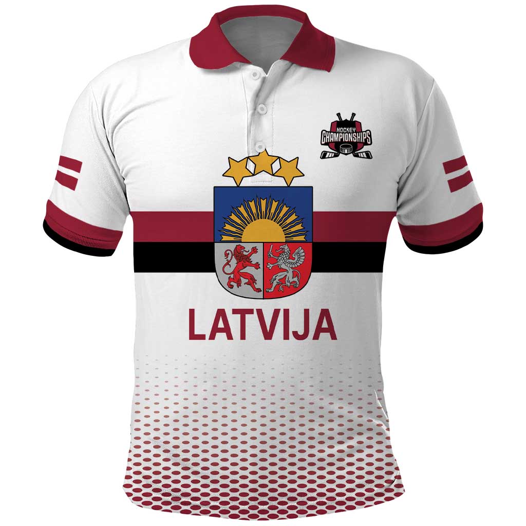 Custom Latvia Ice Hockey Champions Polo Shirt Come on Latvija White style