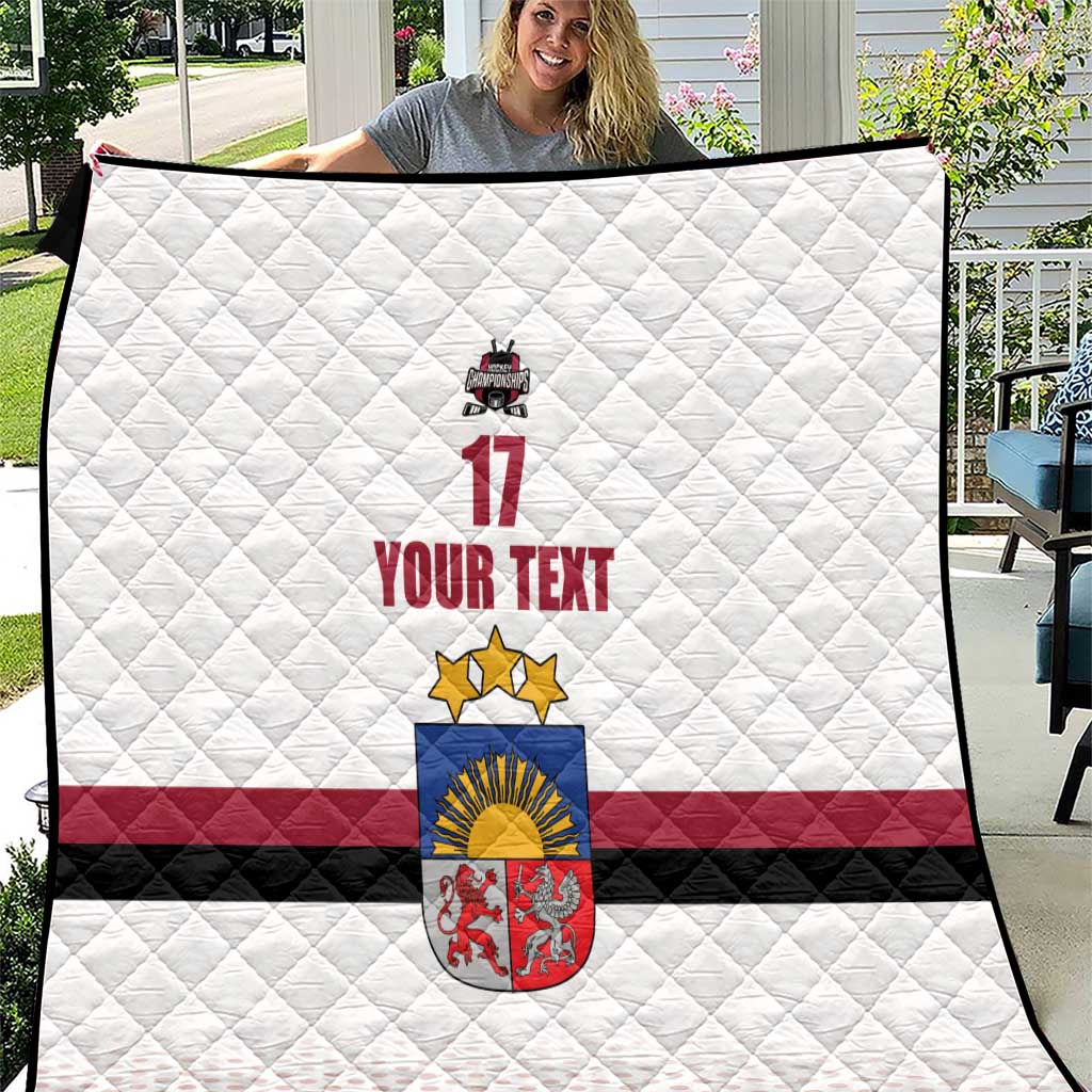 Custom Latvia Ice Hockey Champions Quilt Come on Latvija White style