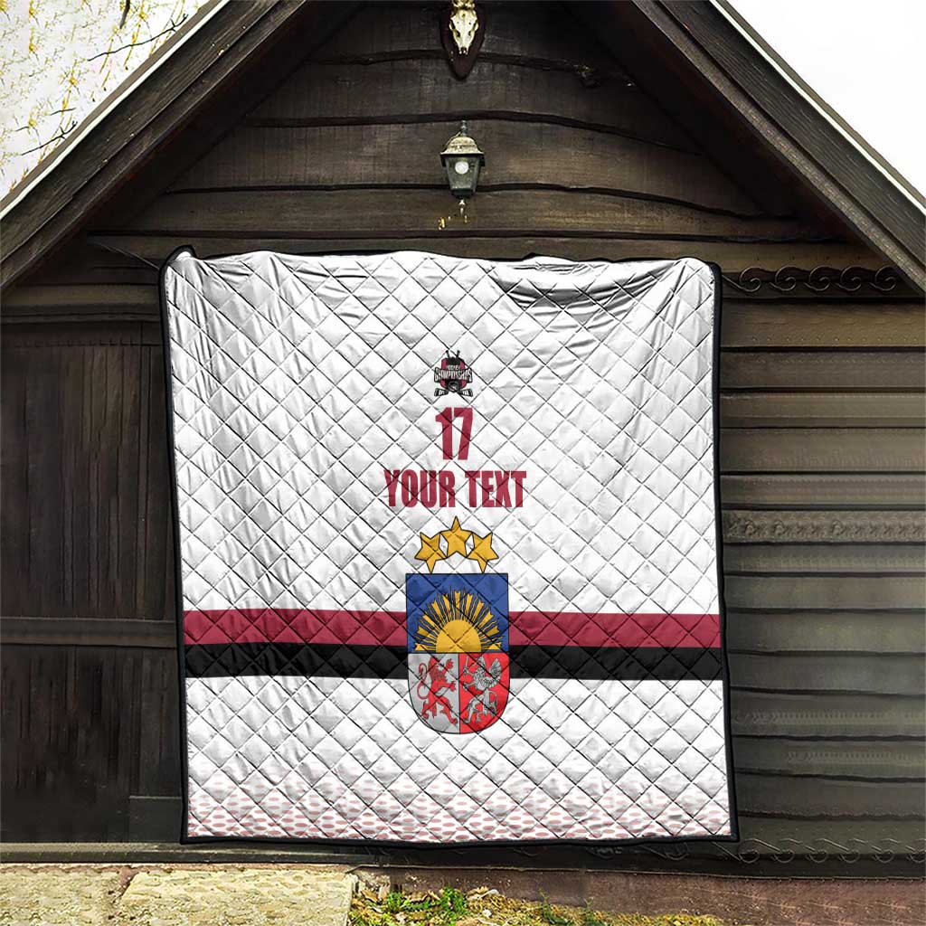 Custom Latvia Ice Hockey Champions Quilt Come on Latvija White style