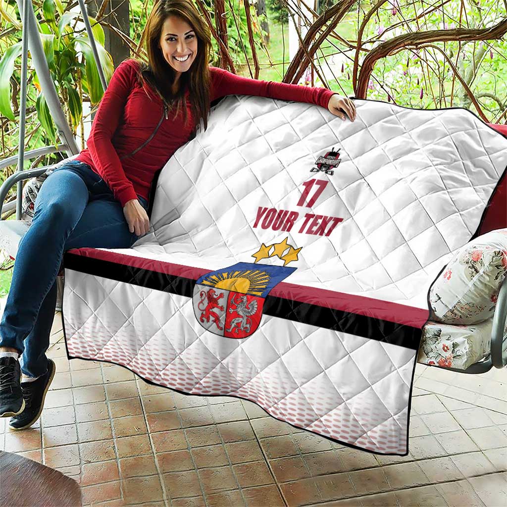 Custom Latvia Ice Hockey Champions Quilt Come on Latvija White style