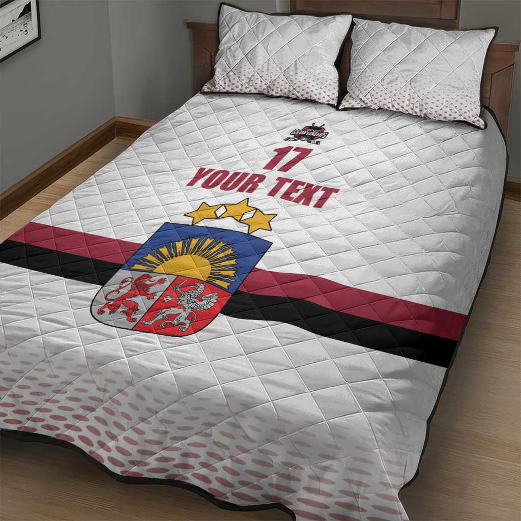 Custom Latvia Ice Hockey Champions Quilt Bed Set Come on Latvija White style