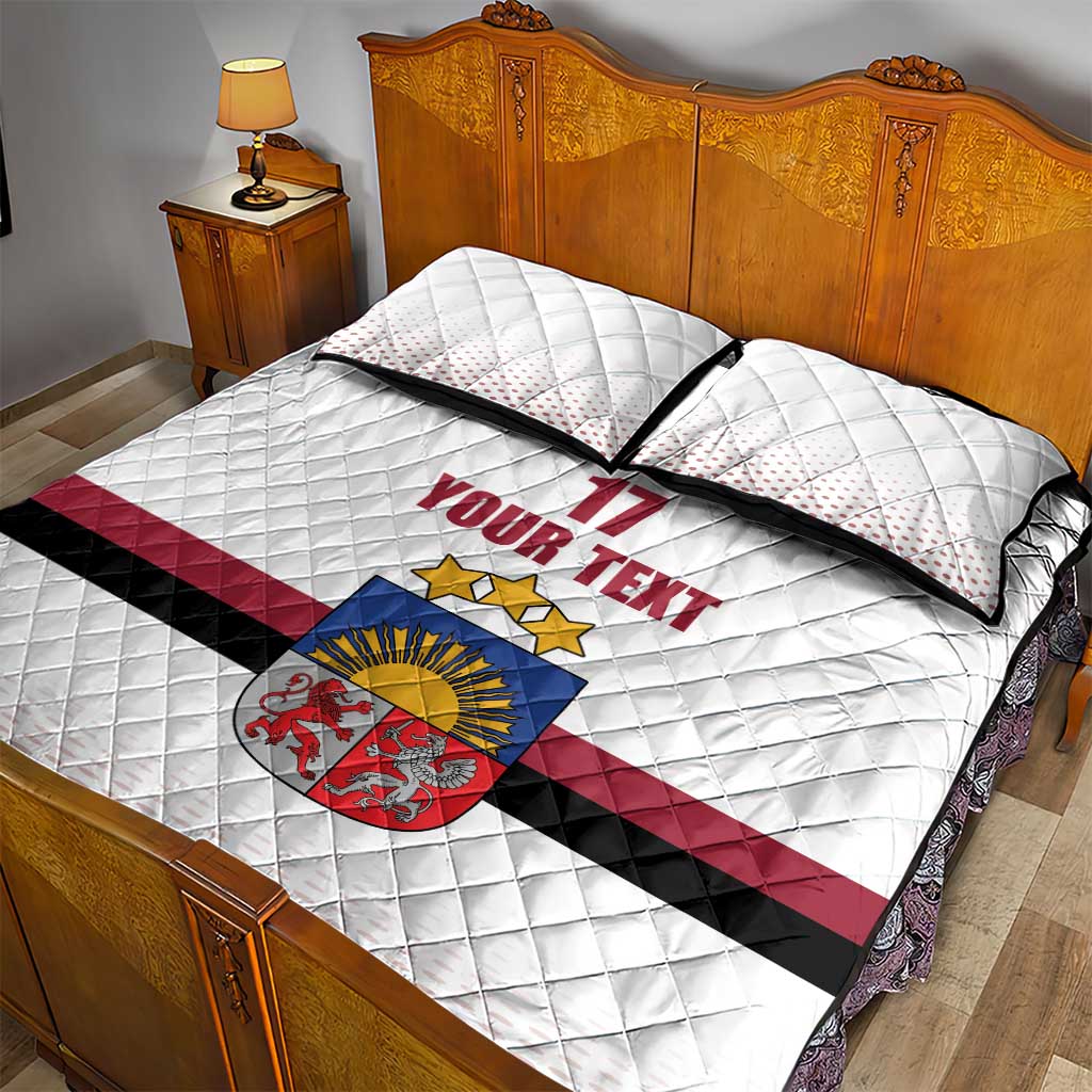 Custom Latvia Ice Hockey Champions Quilt Bed Set Come on Latvija White style