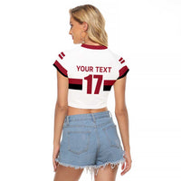 Custom Latvia Ice Hockey Champions Raglan Cropped T Shirt Come on Latvija White style