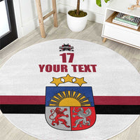 Custom Latvia Ice Hockey Champions Round Carpet Come on Latvija White style