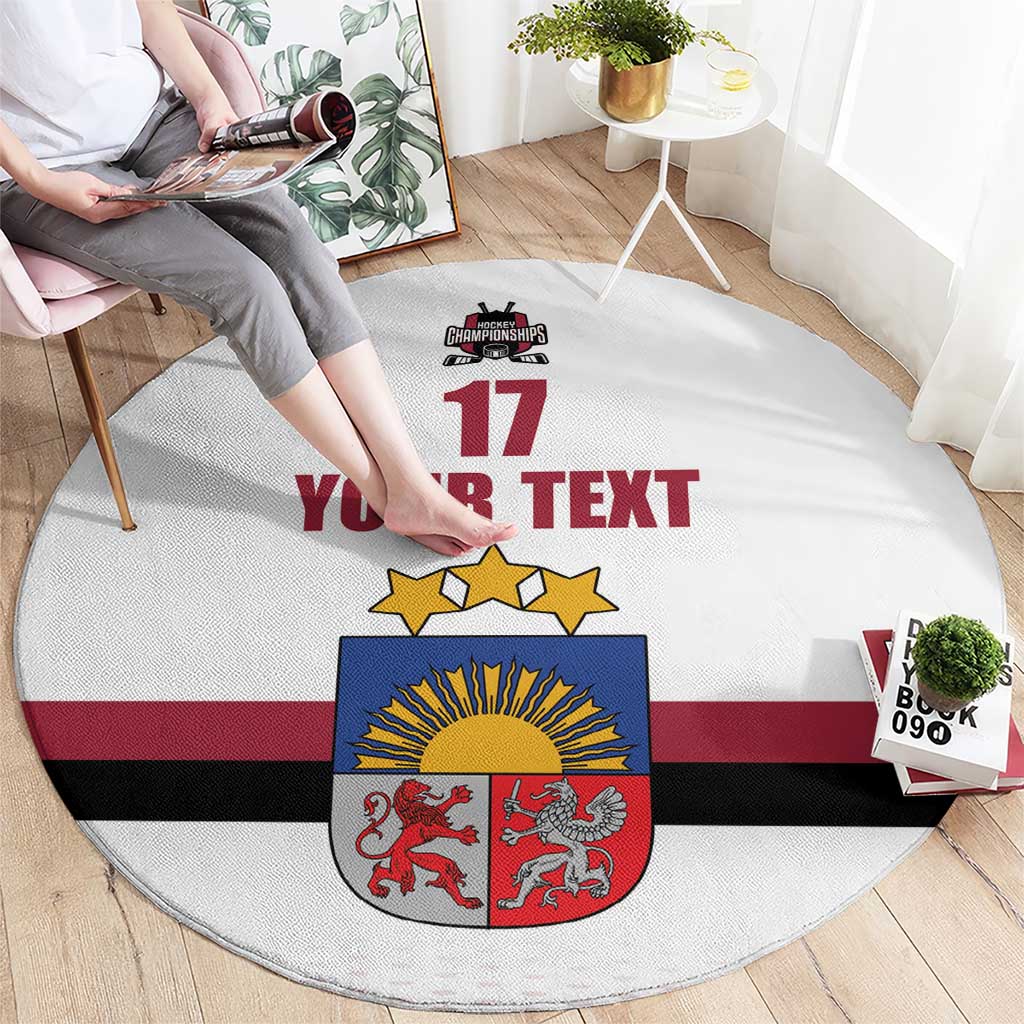 Custom Latvia Ice Hockey Champions Round Carpet Come on Latvija White style