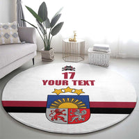 Custom Latvia Ice Hockey Champions Round Carpet Come on Latvija White style
