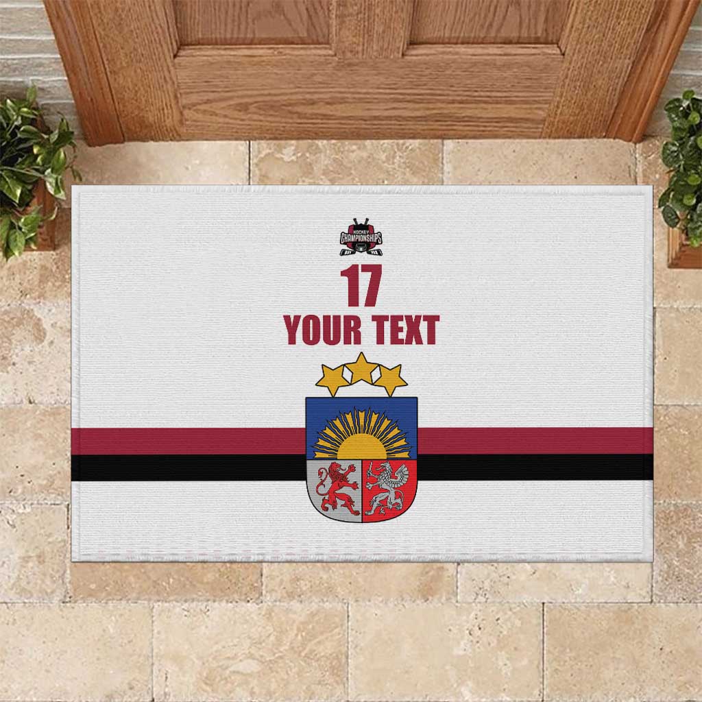 Custom Latvia Ice Hockey Champions Rubber Doormat Come on Latvija White style