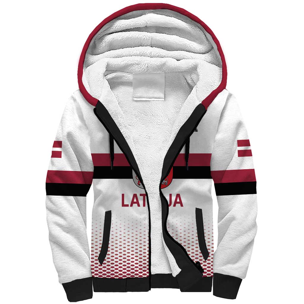 Custom Latvia Ice Hockey Champions Sherpa Hoodie Come on Latvija White style