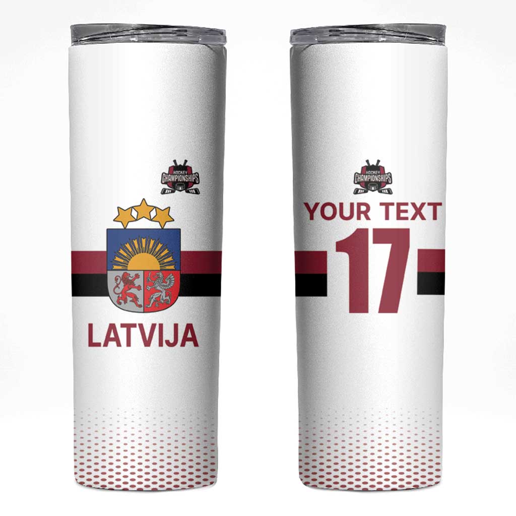 Custom Latvia Ice Hockey Champions Skinny Tumbler Come on Latvija White style