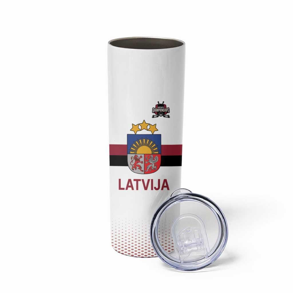 Custom Latvia Ice Hockey Champions Skinny Tumbler Come on Latvija White style