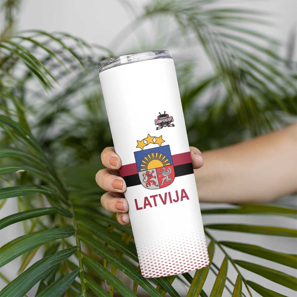 Custom Latvia Ice Hockey Champions Skinny Tumbler Come on Latvija White style