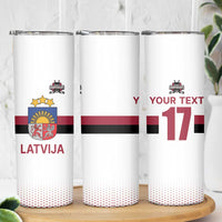 Custom Latvia Ice Hockey Champions Skinny Tumbler Come on Latvija White style