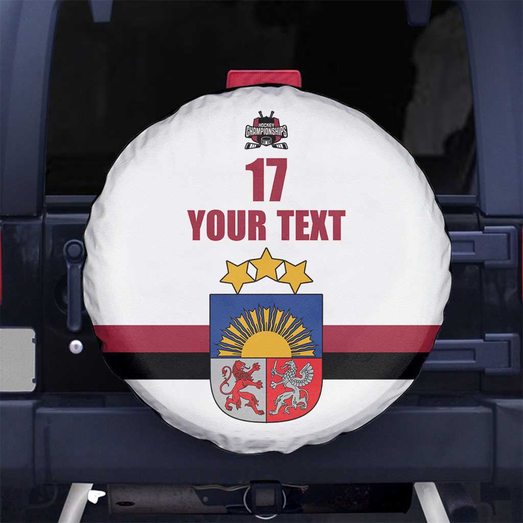 Custom Latvia Ice Hockey Champions Spare Tire Cover Come on Latvija White style