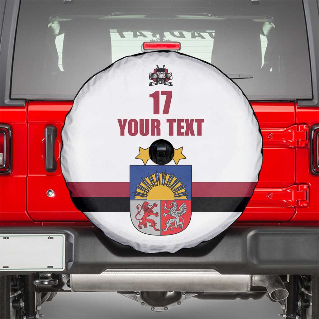 Custom Latvia Ice Hockey Champions Spare Tire Cover Come on Latvija White style