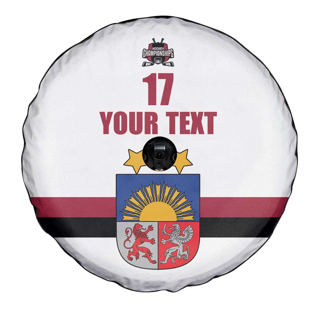 Custom Latvia Ice Hockey Champions Spare Tire Cover Come on Latvija White style