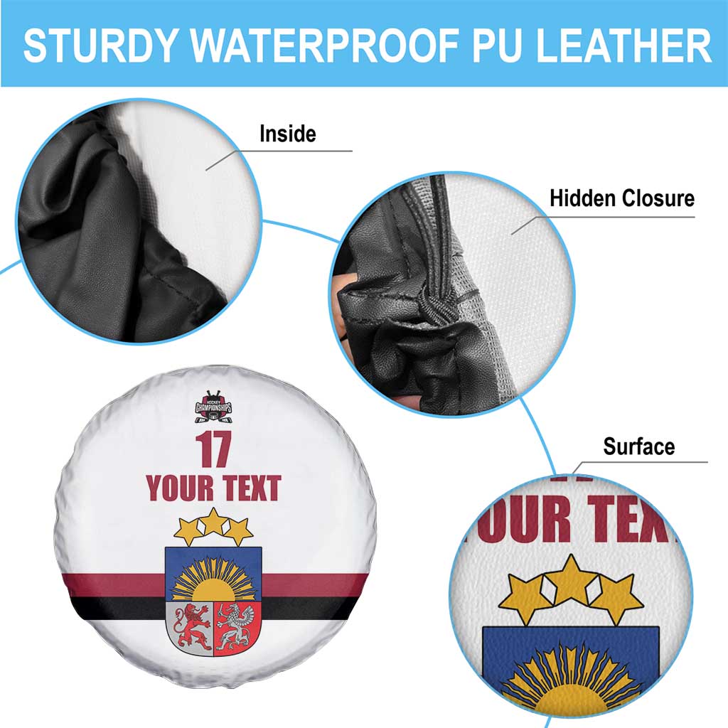 Custom Latvia Ice Hockey Champions Spare Tire Cover Come on Latvija White style