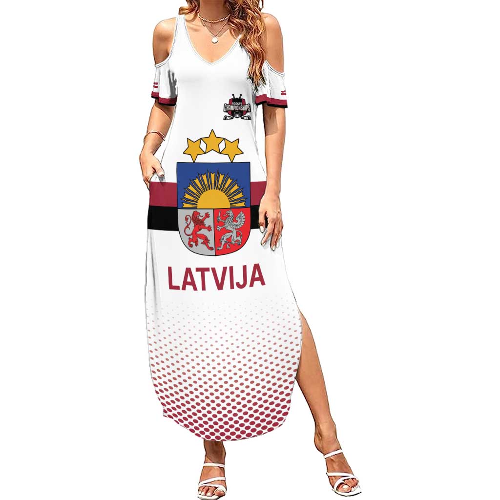 Custom Latvia Ice Hockey Champions Summer Maxi Dress Come on Latvija White style