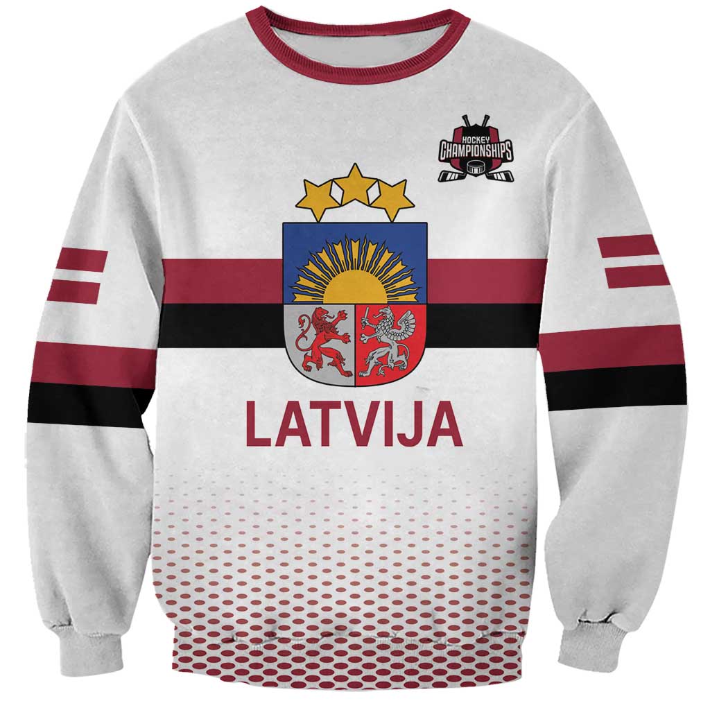 Custom Latvia Ice Hockey Champions Sweatshirt Come on Latvija White style