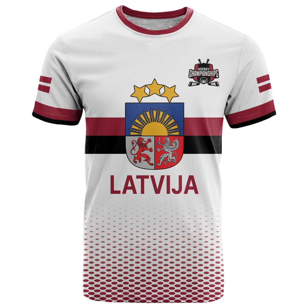 Custom Latvia Ice Hockey Champions T Shirt Come on Latvija White style