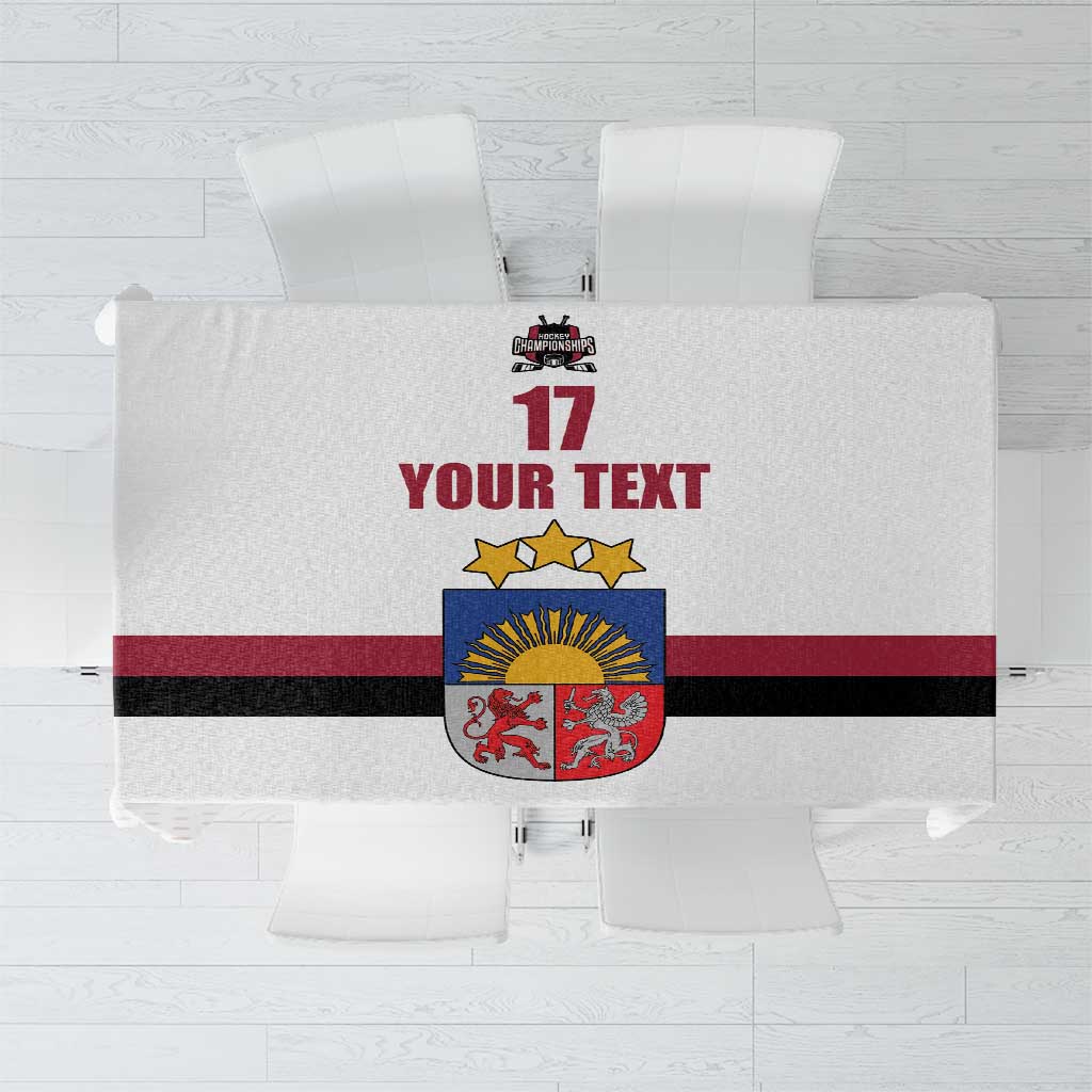 Custom Latvia Ice Hockey Champions Tablecloth Come on Latvija White style