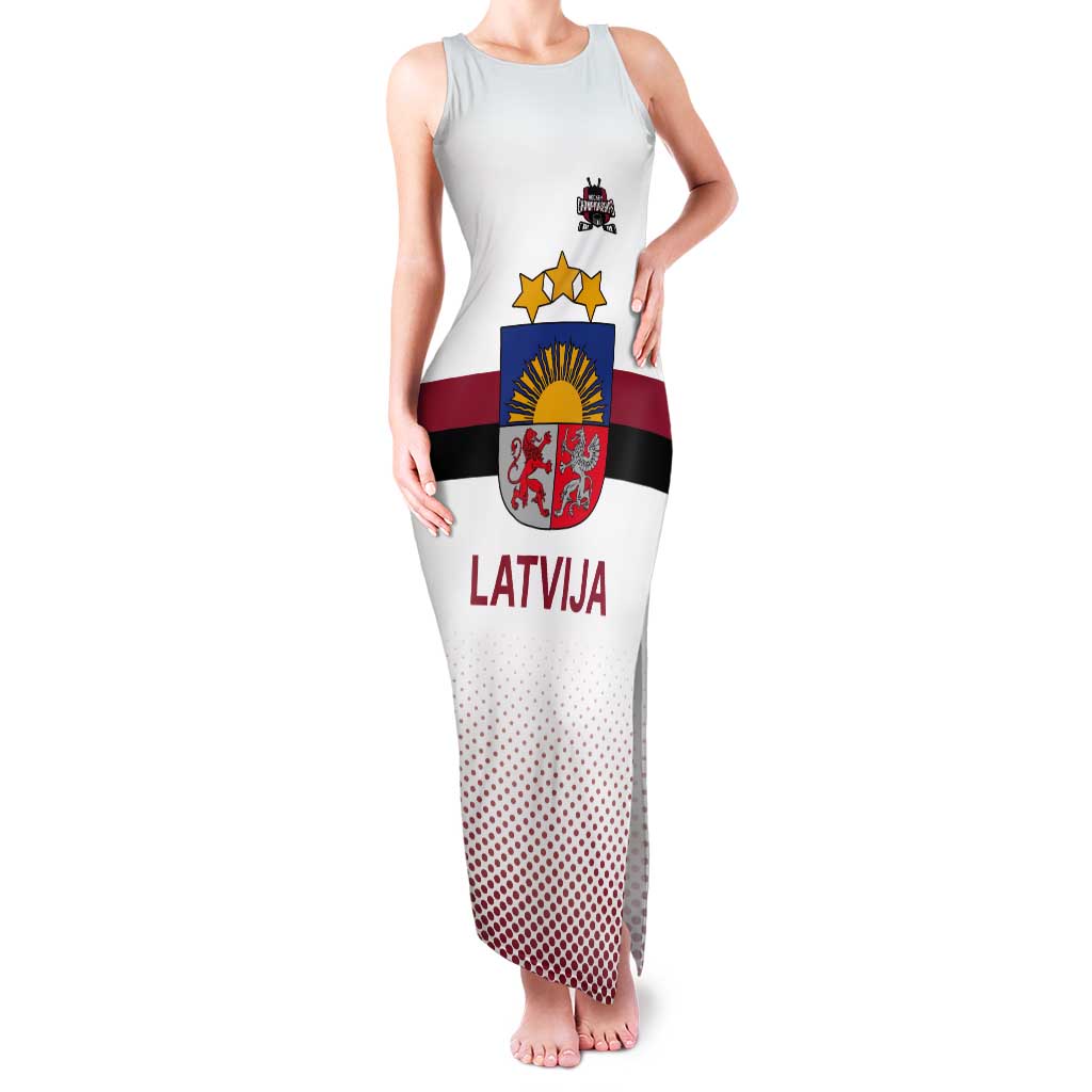 Custom Latvia Ice Hockey Champions Tank Maxi Dress Come on Latvija White style