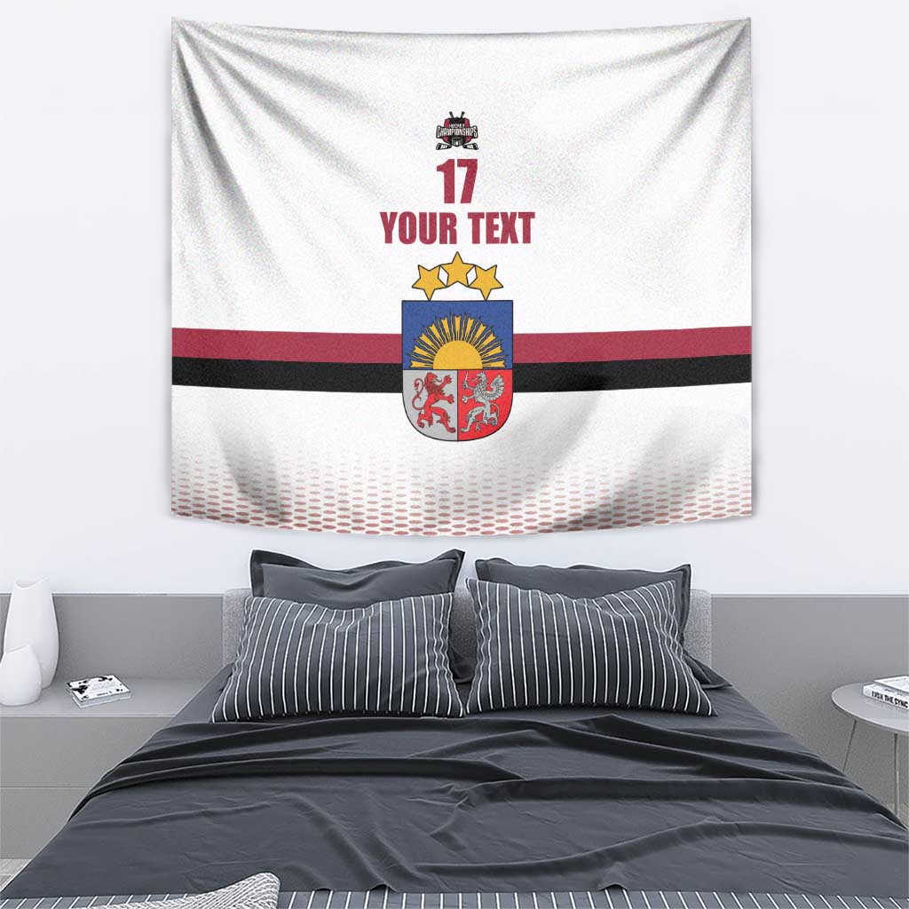 Custom Latvia Ice Hockey Champions Tapestry Come on Latvija White style