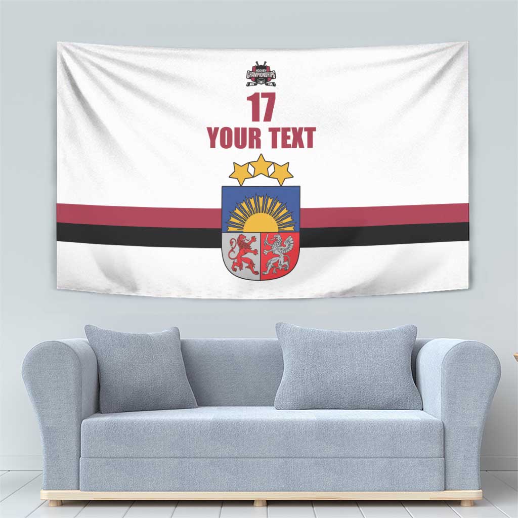 Custom Latvia Ice Hockey Champions Tapestry Come on Latvija White style