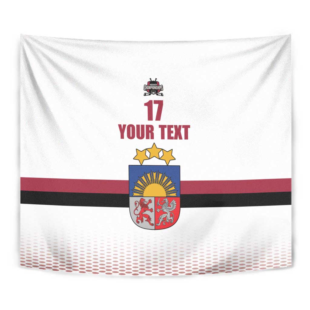 Custom Latvia Ice Hockey Champions Tapestry Come on Latvija White style